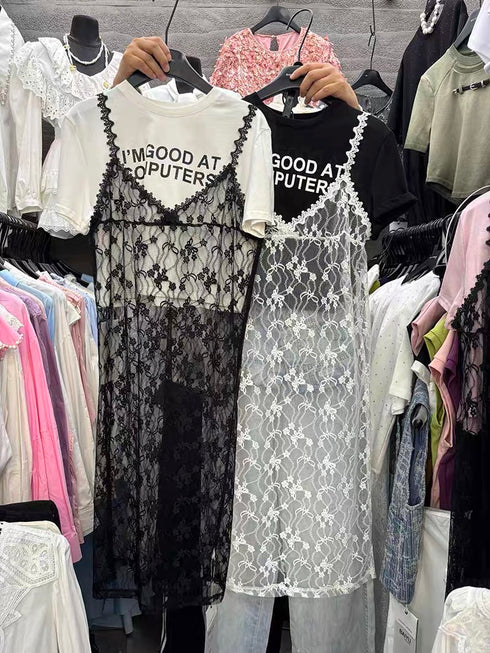 Summer Stylist T-Shirts  With Lacey Dresses